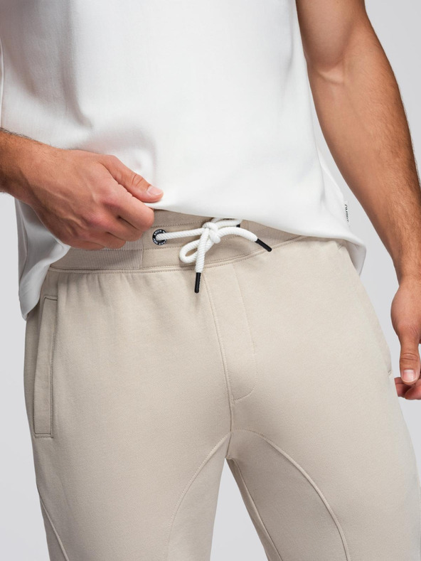 Ombre Clothing Béžové pánske tepláky Ombre Clothing