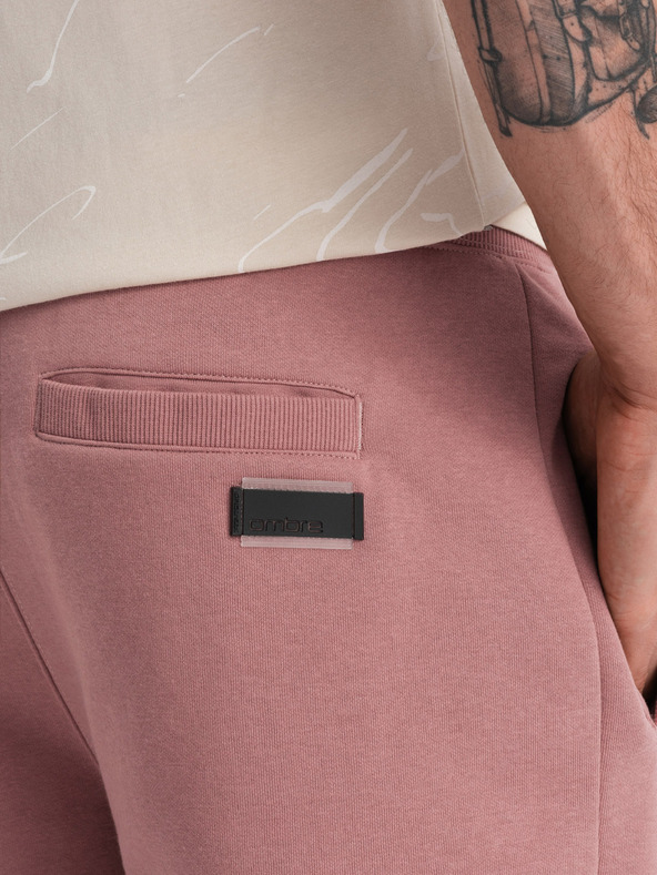 Ombre Clothing Ružové pánske základné teplákové šortky Ombre Clothing