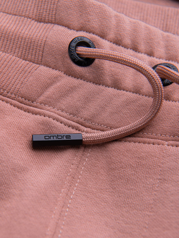 Ombre Clothing Ružové pánske základné teplákové šortky Ombre Clothing