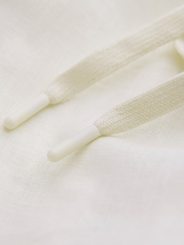 Ombre Clothing Krémové pánske chino nohavice so zmesou ľanu Ombre Clothing