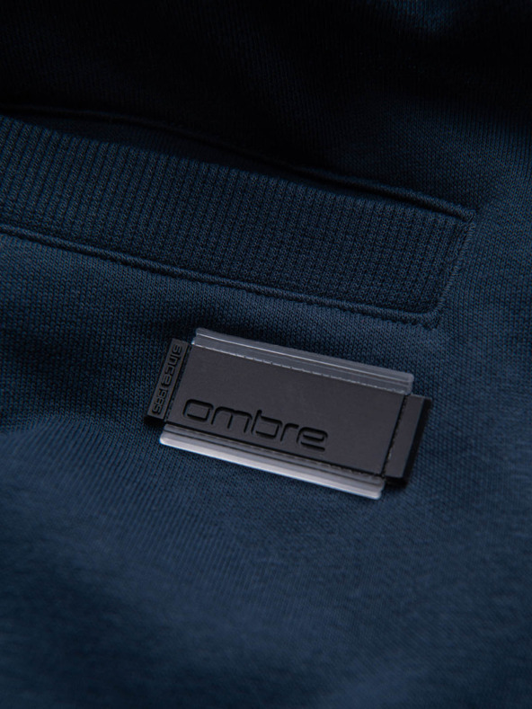 Ombre Clothing Tmavomodré pánske základné teplákové šortky Ombre Oblečenie