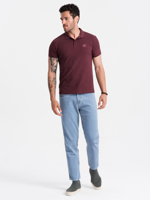 Ombre Clothing Vínová pánska základná polokošeľa Ombre Oblečenie