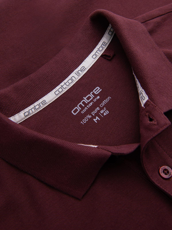 Ombre Clothing Vínová pánska základná polokošeľa Ombre Oblečenie