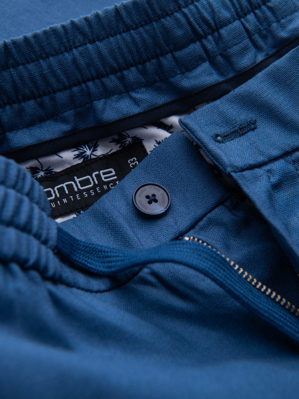 Ombre Clothing Modré pánske chino nohavice s plátnom Ombre Clothing