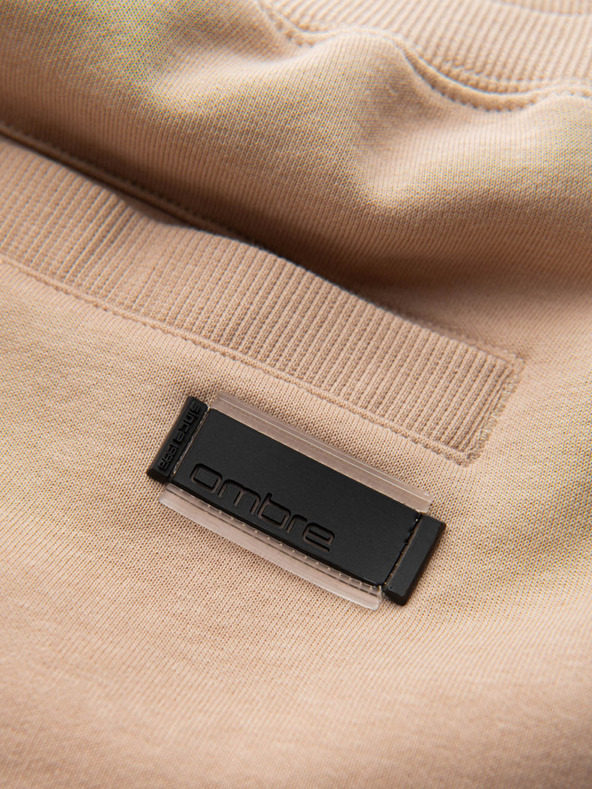 Ombre Clothing Béžové pánske základné teplákové šortky Ombre Oblečenie