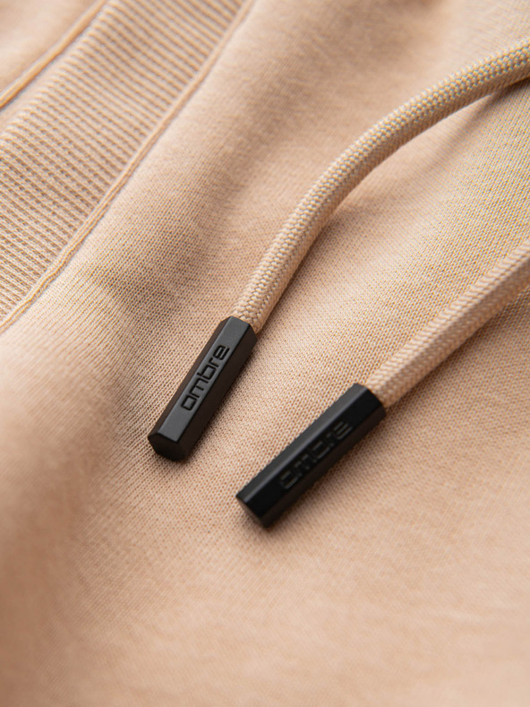 Ombre Clothing Béžové pánske základné teplákové šortky Ombre Oblečenie