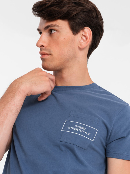 Ombre Clothing Pánske bavlnené tričko s potlačou Ombre Pocket Ombre Streetstyle Ombre oblečenie