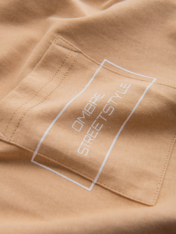 Ombre Clothing Pánske bavlnené tričko s potlačou Ombre Pocket Ombre Streetstyle Ombre oblečenie