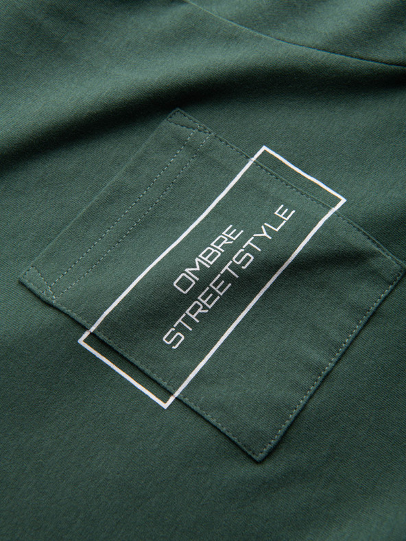 Ombre Clothing Pánske bavlnené tričko s potlačou Ombre Pocket Ombre Streetstyle Ombre oblečenie