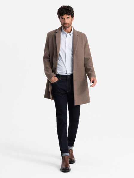 Ombre Clothing Elegantný pánsky jednoradový kabát zo zmesi vlny Ombre Clothing V1 OM-COWC-0114