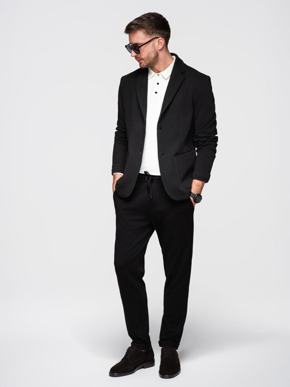 Ombre Clothing Pánska bunda s vysokým golierom a kapucňou čierna Ombre Clothing