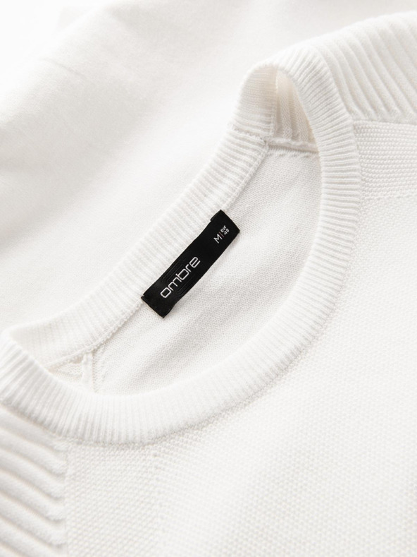 Ombre Clothing Pánsky raglánový sveter s rebrovanými rukávmi White Ombre Oblečenie