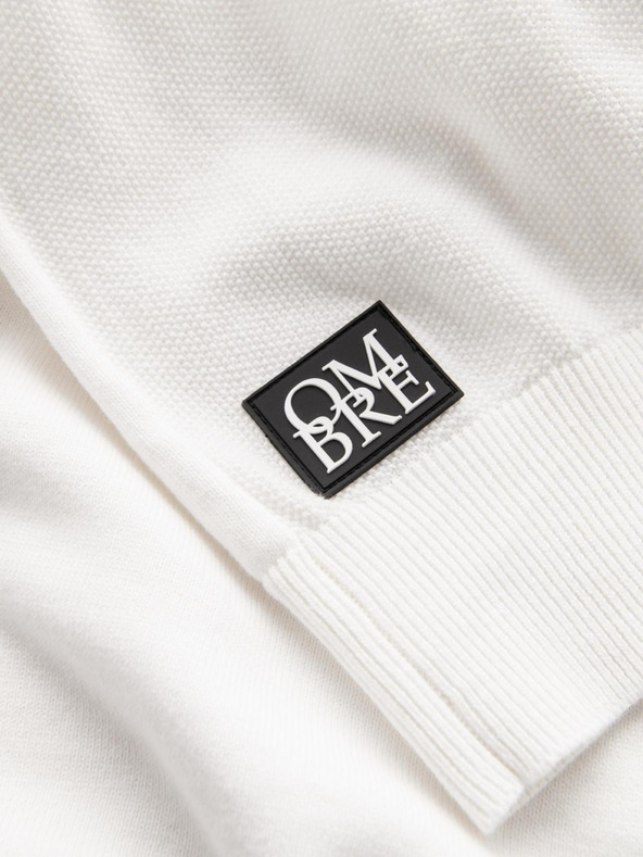 Ombre Clothing Pánsky raglánový sveter s rebrovanými rukávmi White Ombre Oblečenie