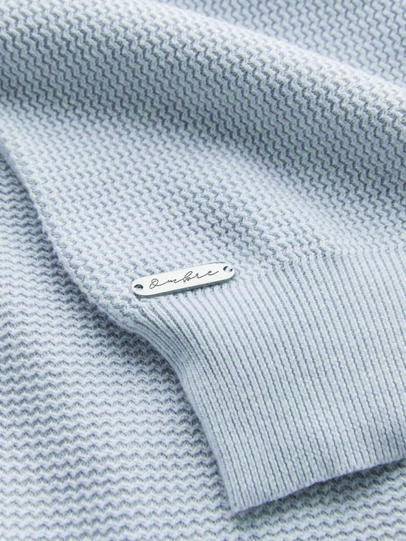 Ombre Clothing Pánsky melírovaný štruktúrovaný pletený sveter modrý Ombre Oblečenie