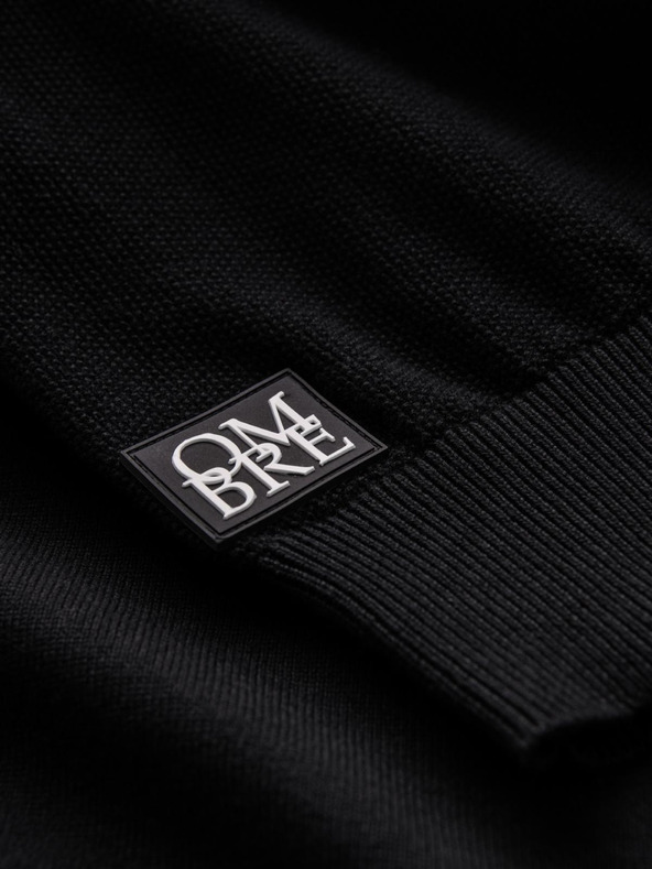 Ombre Clothing Pánsky raglánový sveter s rebrovanými rukávmi čierny Ombre Oblečenie