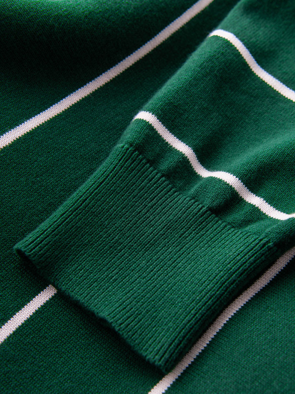 Ombre Clothing Pánsky ležérny sveter s vodorovnými pruhmi zelený Ombre Oblečenie