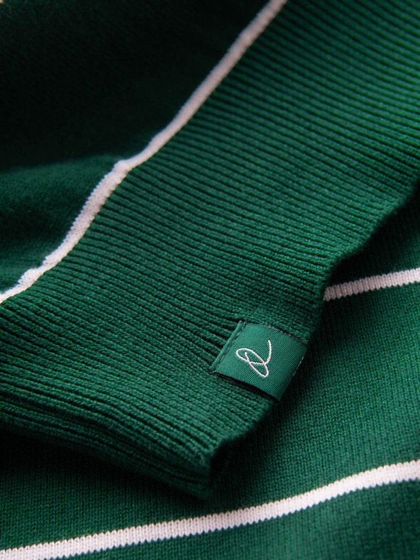 Ombre Clothing Pánsky ležérny sveter s vodorovnými pruhmi zelený Ombre Oblečenie