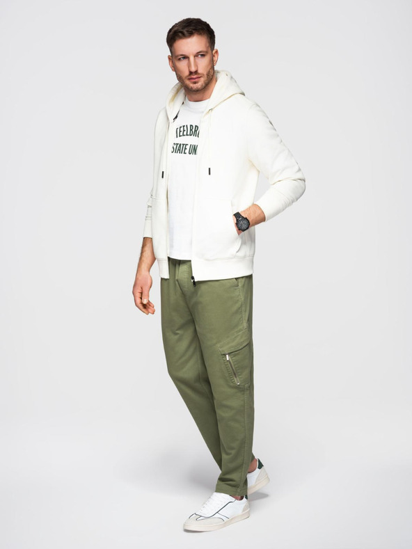 Ombre Clothing Pánske pletené tepláky s vreckami olivová Ombre Clothing