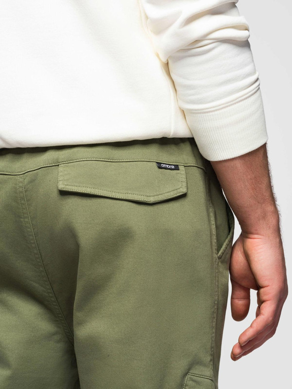 Ombre Clothing Pánske pletené tepláky s vreckami olivová Ombre Clothing