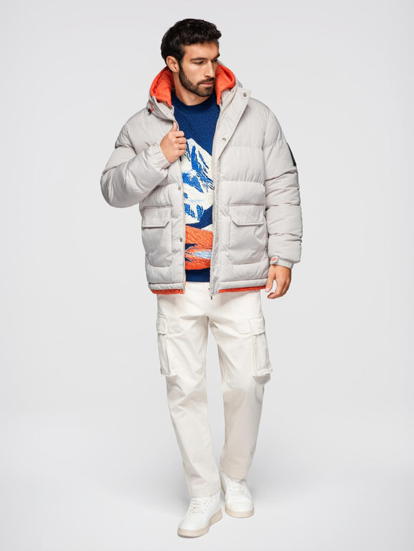 Ombre Clothing Ombre Clothing pánska športová teplá bunda s dvojitou kapucňou