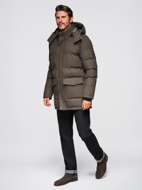 Ombre Clothing Pánska dlhá teplá bunda parka s vlnou Ombre Oblečenie