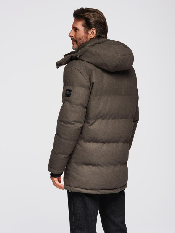 Ombre Clothing Pánska dlhá teplá bunda parka s vlnou Ombre Oblečenie