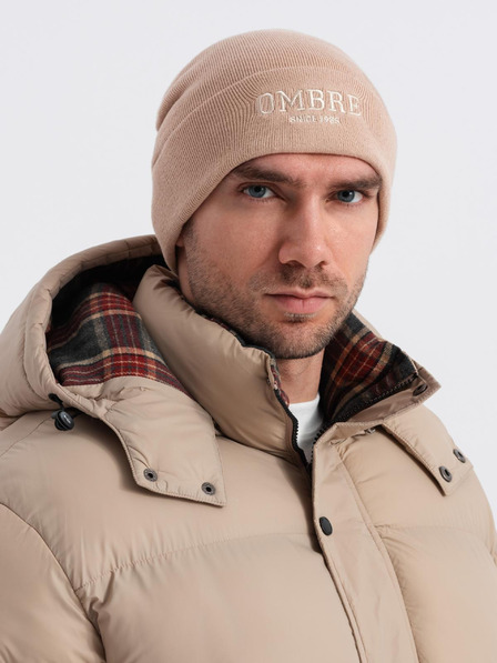 Ombre Clothing Pánska pletená čiapka s vyšitým nápisom Ombre Clothing