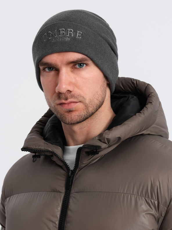 Ombre Clothing Pánska pletená čiapka s vyšitým nápisom Ombre Clothing