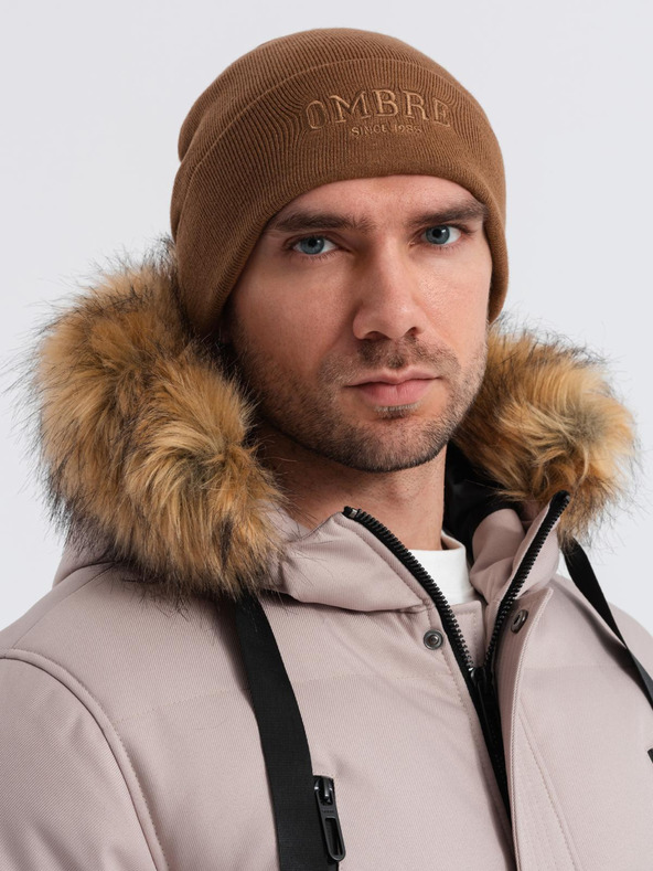 Ombre Clothing Pánska pletená čiapka s vyšitým nápisom Ombre Clothing