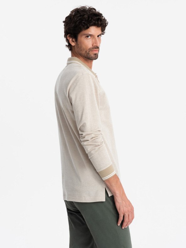 Ombre Clothing Pánske polo tričko s dlhým rukávom Ombre Oblečenie