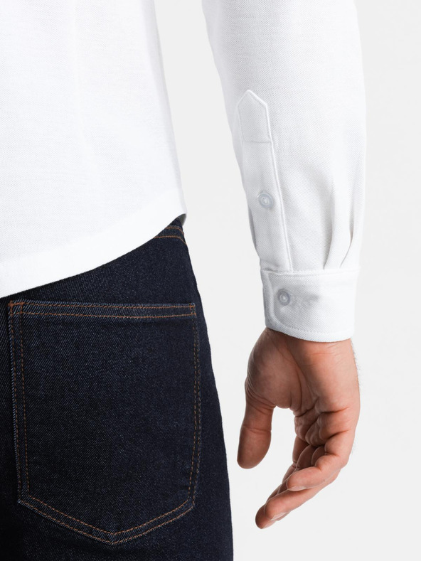 Ombre Clothing Pánska pletená košeľa s úzkymi rukávmi Ombre oblečenie