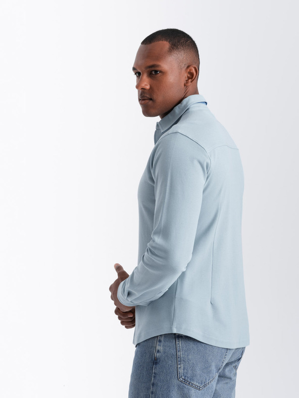 Ombre Clothing Pánska pletená košeľa s úzkymi rukávmi Ombre oblečenie