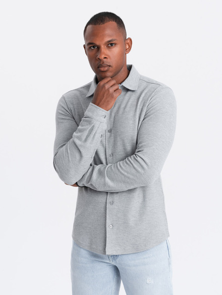 Ombre Clothing Pánska pletená košeľa s úzkymi rukávmi Ombre oblečenie