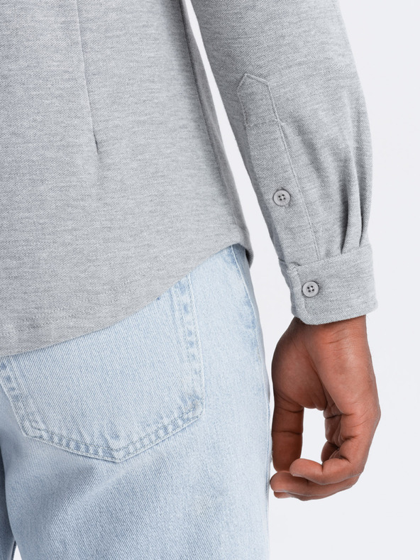 Ombre Clothing Pánska pletená košeľa s úzkymi rukávmi Ombre oblečenie