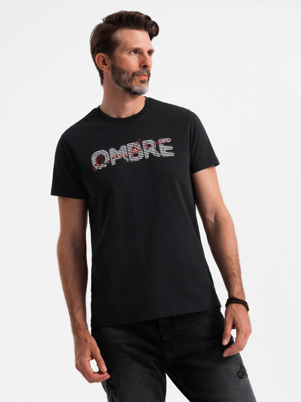 Ombre Clothing Pánske bavlnené tričko s jemnou výšivkou Ombre Oblečenie