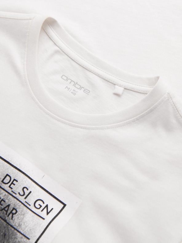 Ombre Clothing Pánske bavlnené tričko s jemnou výšivkou Ombre Oblečenie