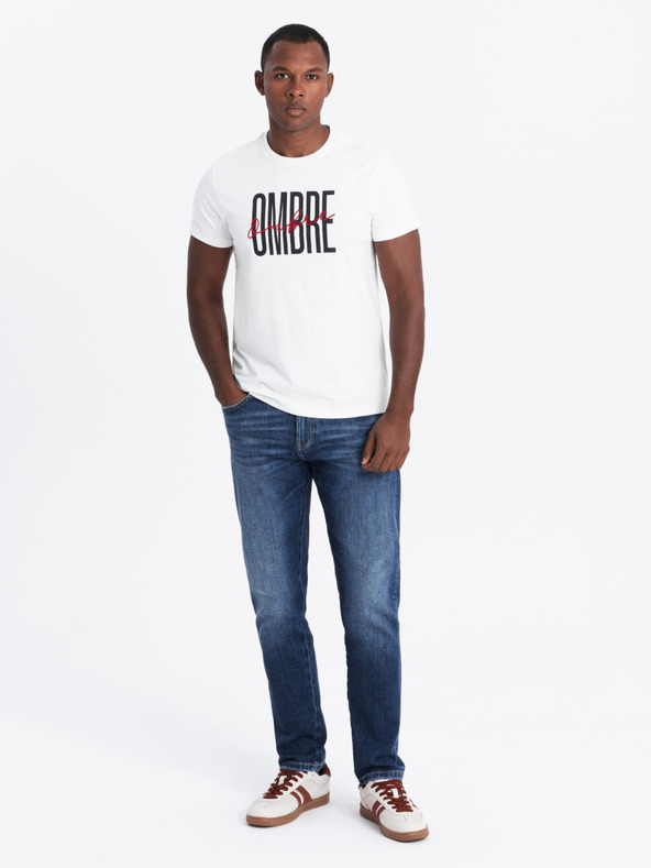 Ombre Clothing Pánske bavlnené tričko s jemnou výšivkou Ombre Oblečenie