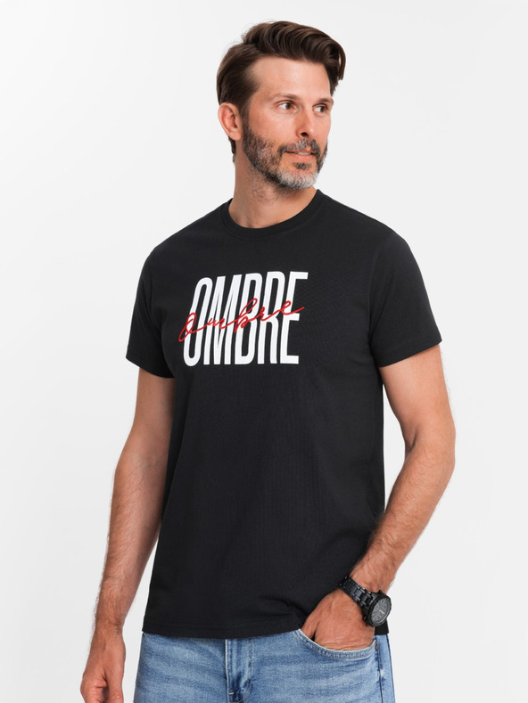 Ombre Clothing Pánske bavlnené tričko s jemnou výšivkou Ombre Oblečenie