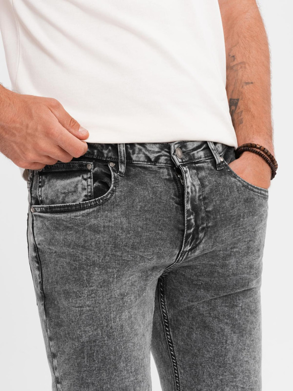 Ombre Clothing Pánske džínsové nohavice STRAIGHT LEG - čierne V1 OM-PADP-0133 Ombre Clothing