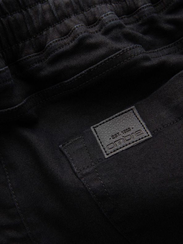 Ombre Clothing Pánske džínsové tepláky s lemovaním - čierne V2 OM-PADJ-0156 Ombre Clothing