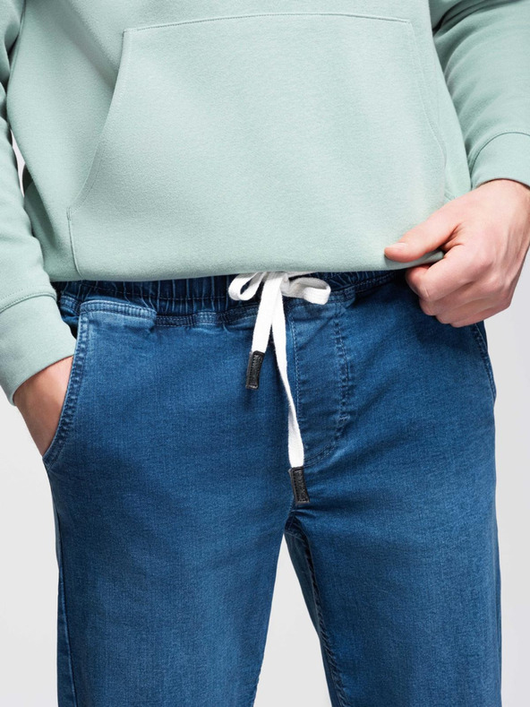 Ombre Clothing Pánske džínsové tepláky s lemovaním - modré V3 OM-PADJ-0156 Ombre Clothing