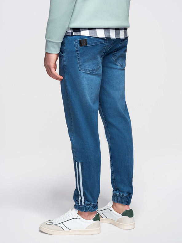 Ombre Clothing Pánske džínsové tepláky s lemovaním - modré V3 OM-PADJ-0156 Ombre Clothing