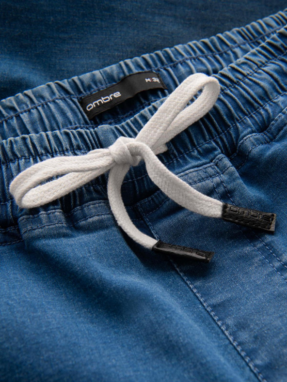 Ombre Clothing Pánske džínsové tepláky s lemovaním - modré V3 OM-PADJ-0156 Ombre Clothing