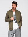 Ombre Clothing Pánska bavlnená bomber mikina na zips khaki Oblečenie Ombre
