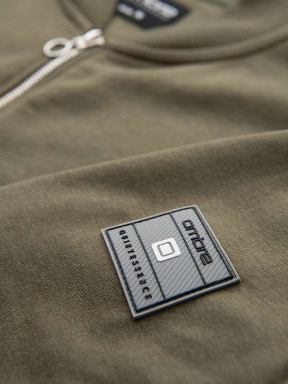 Ombre Clothing Pánska bavlnená bomber mikina na zips khaki Oblečenie Ombre