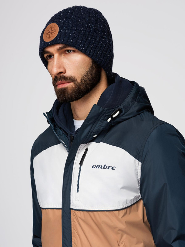 Ombre Clothing Pánska ľahká farebná športová bunda s fleecom hnedá Ombre Clothing