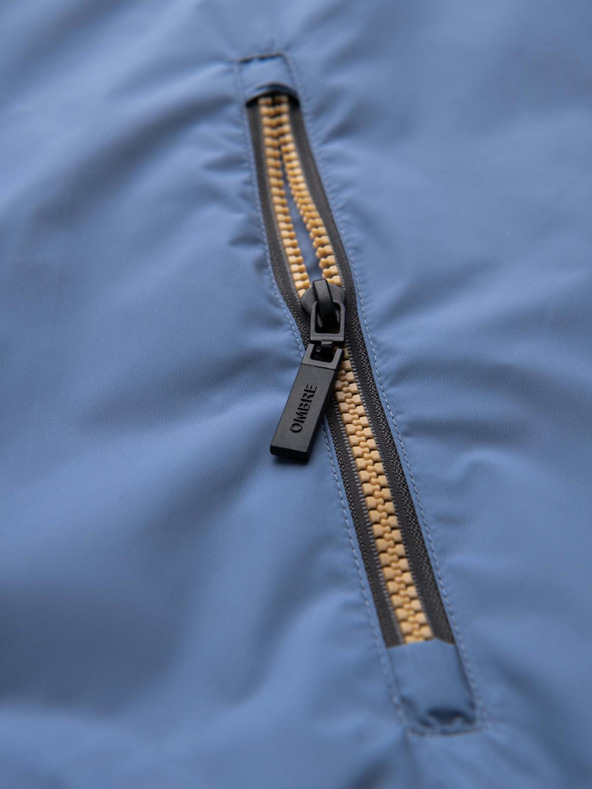 Ombre Clothing Pánska ľahká farebná športová bunda s fleecom modrá Ombre Oblečenie