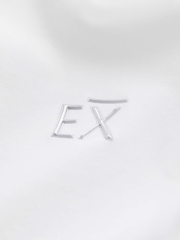 Ombre Clothing Pánske tričko SLIM FIT s dlhým rukávom a výstrihom do V s elastanom a potlačou biele Ombre Clothing