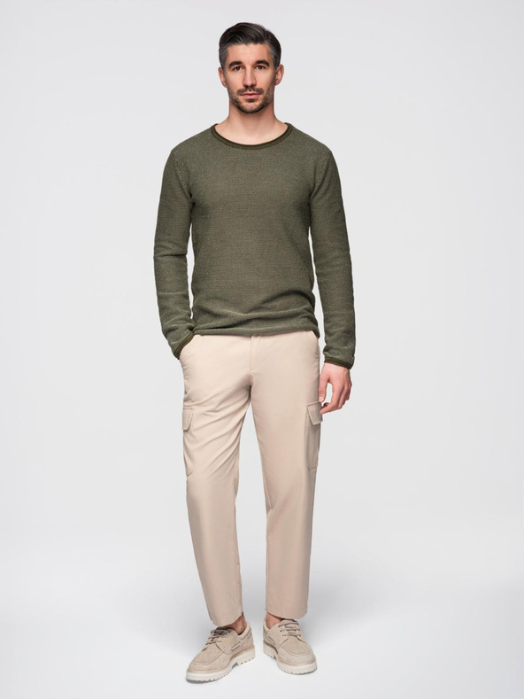 Ombre Clothing Pánsky pletený sveter RELAXED FIT so vzorom zelená Ombre Oblečenie