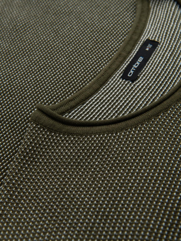 Ombre Clothing Pánsky pletený sveter RELAXED FIT so vzorom zelená Ombre Oblečenie
